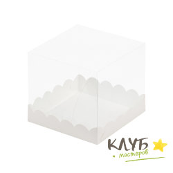 Коробка с пластиковой крышкой белая 15х15х14 см