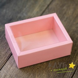 Коробка с пластиковой крышкой розовая 11,5х9х4 см